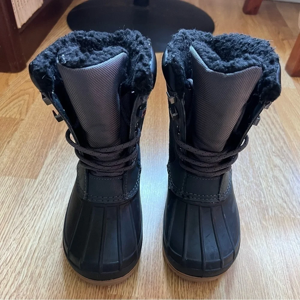 Swiss Tech Black Gray Lace Up Boys Winter Boots Size 11